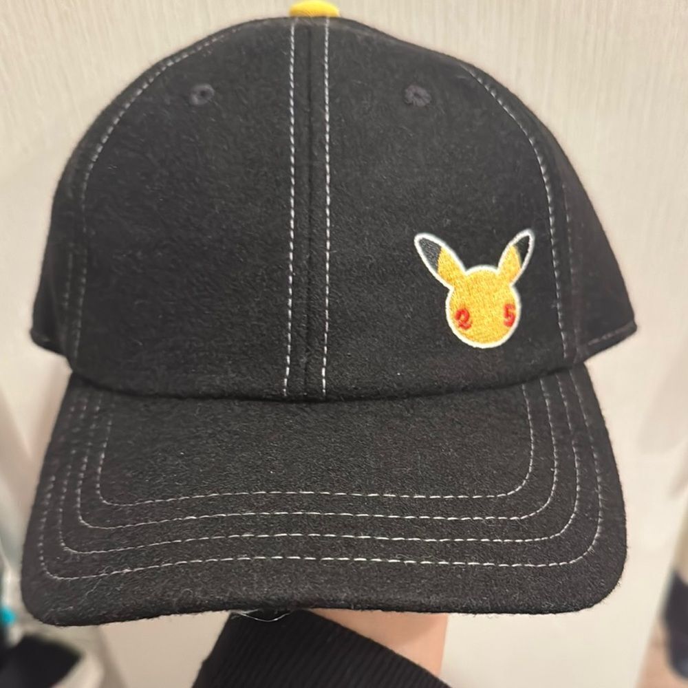 Black Cap with Pikachu Embroidery